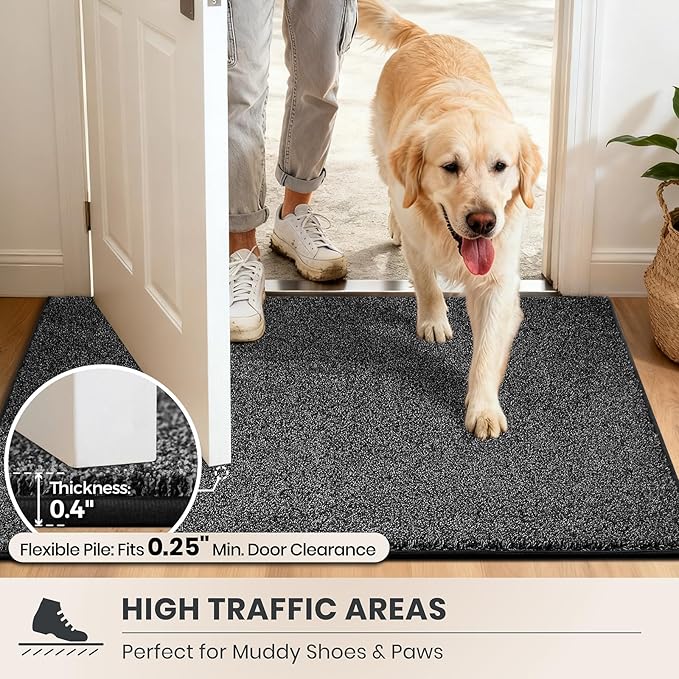 PURRUGS Dirt Trapping Door Mat 20" x 31.5", Non-Slip Machine Washable Entryway