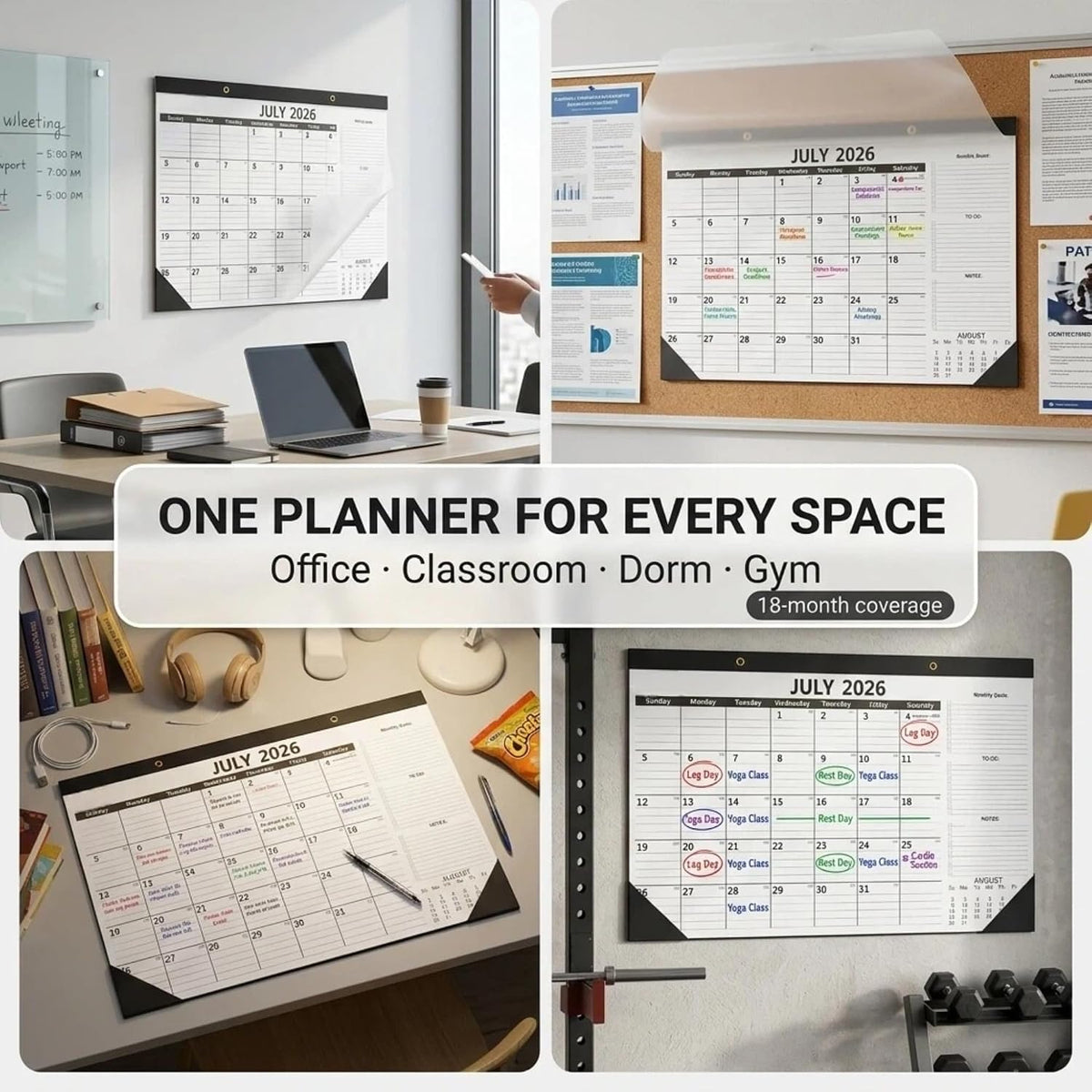 Calendar 2026-2027 (2 Pack) - 18 Month Desk Calendar 2026-2027(July 2026 - Dec 2027), 17" x 12" Desk Calendar with Thick 120 GSM Paper for School & Office.