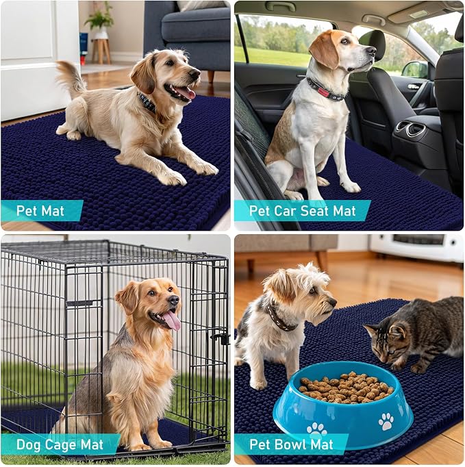 OLANLY Dog Door Mat for Muddy Paws 34x21, Absorbs Moisture and Dirt, Absorbent