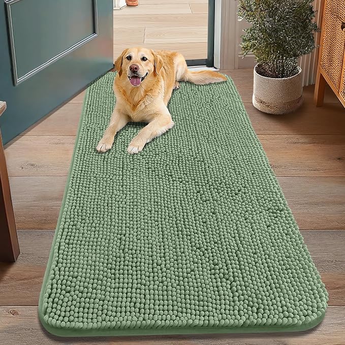 Smiry Dog Door Mat for Muddy Paws 48x30, Absorbent Dirt Trapper, Non-Slip