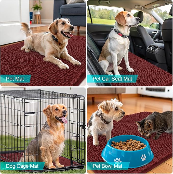 OLANLY Dog Door Mat for Muddy Paws 47x17, Absorbs Moisture and Dirt, Absorbent