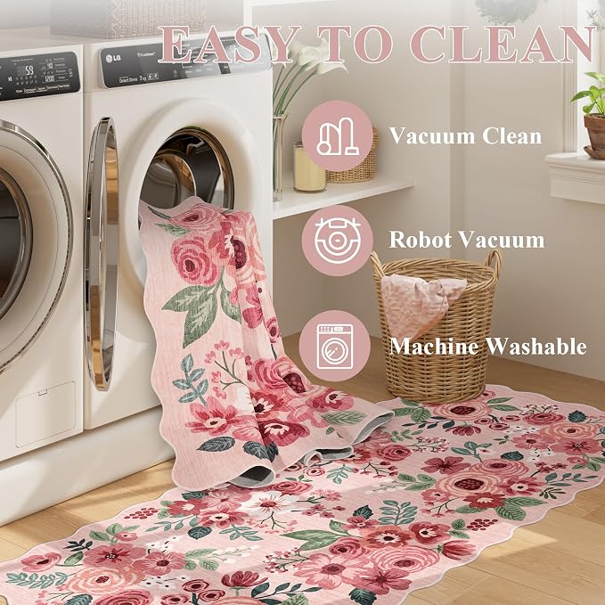 DUKINO 2x3 Entryway Rug, Floral Washable Indoor Door Mat