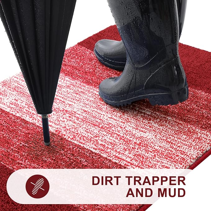 Kitinjoy Indoor Outdoor Door Mat, 36x24 Non-Slip Absorbent Dirt Trapper