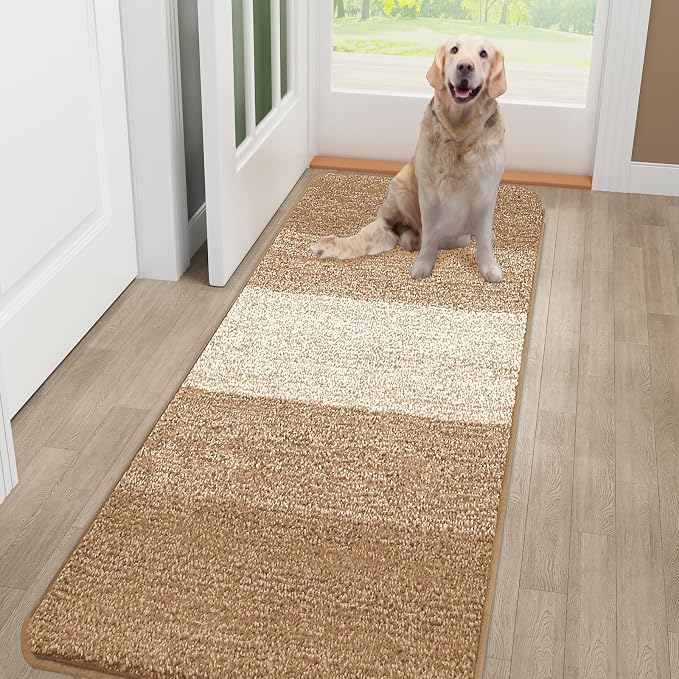 Kitinjoy Indoor Outdoor Door Mat, 48x30 Non-Slip Absorbent Dirt Trapper
