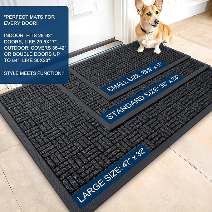 OLANLY Front Door Mat Outside Entrance 29.5x17, Heavy Duty Sturdy Natural