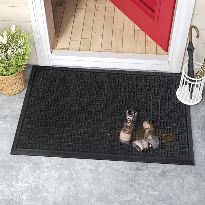Mibao Front Door Mat Indoor Outdoor Entrance, Dirt Trapping Waterproof