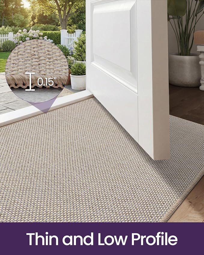 DEXI Ultra Thin Door Mat Indoor Entrance 35x56, Non Slip Rubber Backed Entryway