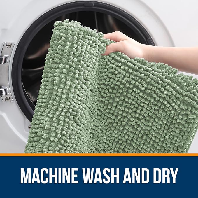 OLANLY Small Bathroom Rugs 24x16, Extra Soft Absorbent Chenille Bath Rugs