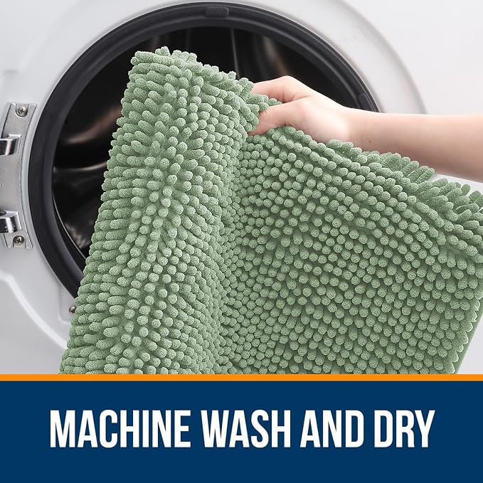 OLANLY Large Bathroom Rugs 59x35, Extra Soft Absorbent Chenille Bath Rugs