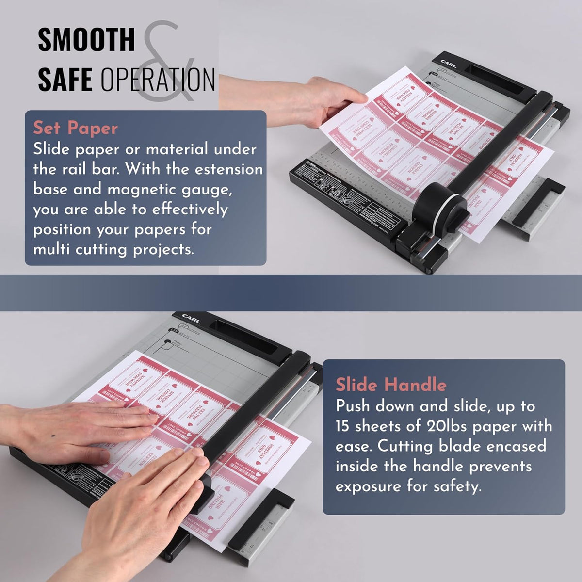CARL Professional Rotary Paper Cutter with Clear Window – 12" Trimmer with Metal Base, Magnetic Guide, Calibrated Extension – Precise Paper, Label, Photo & Craft Cutting Tool