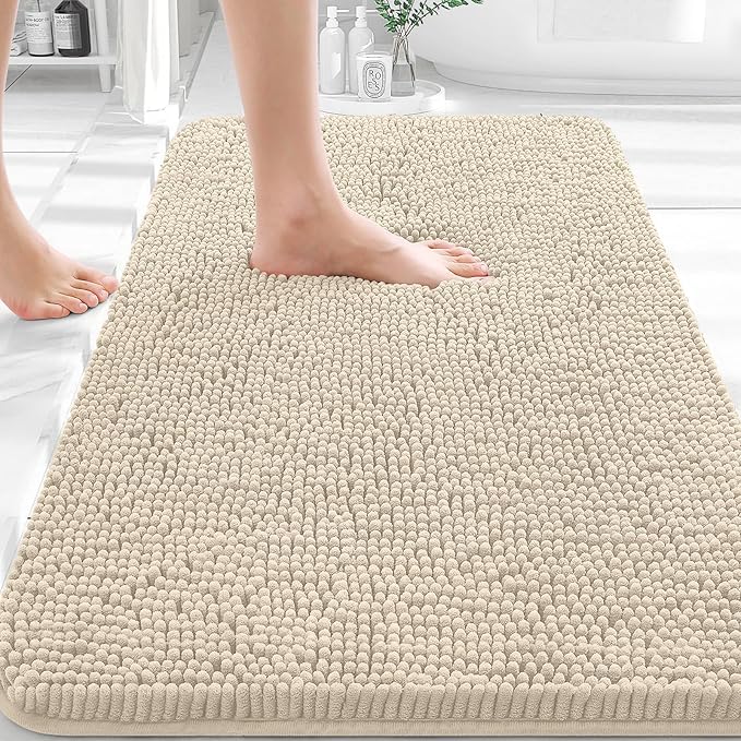OLANLY Bathroom Rugs 36x24, Extra Soft Absorbent Chenille Bath Rugs, Rubber