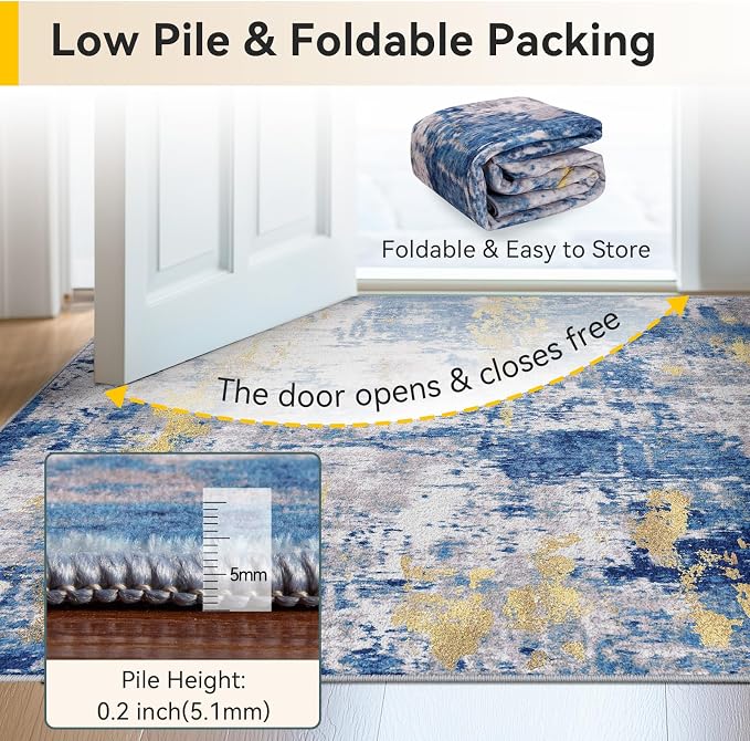 RELEANY Washable Area Rugs 6'x9' Non-Slip Modern Abstract Soft