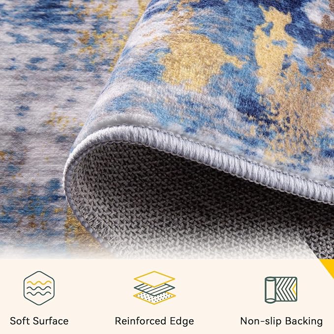 RELEANY Washable Area Rugs 6'x8' Non-Slip Modern Abstract Soft
