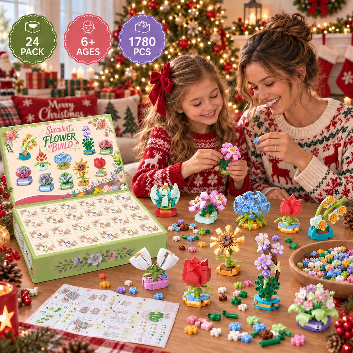 Flower Advent Calendar 2026 Succulents Building Blocks for Adults