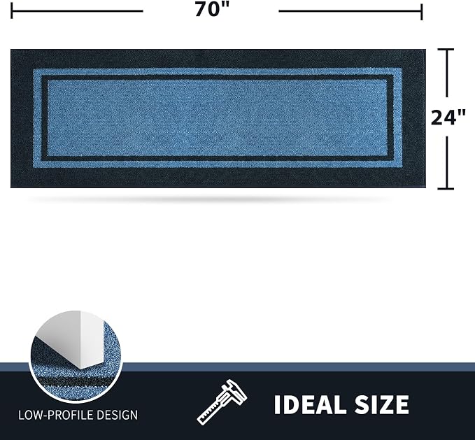 PURRUGS Dirt Trapping Door Mat 24" x 70", Non-Slip Machine Washable Entryway Rug