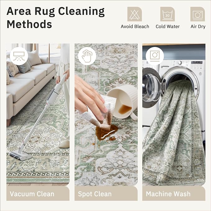 Soalmost 4x6 Area Rugs for Living Room, Vintage Washable Rugs for Dining Room