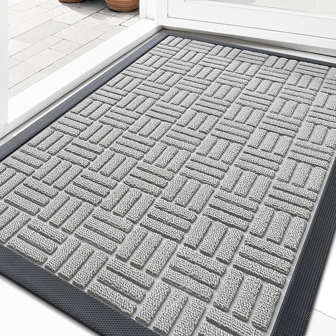 OLANLY Front Door Mat Outside Entrance 29.5x17, Heavy Duty Sturdy Natural