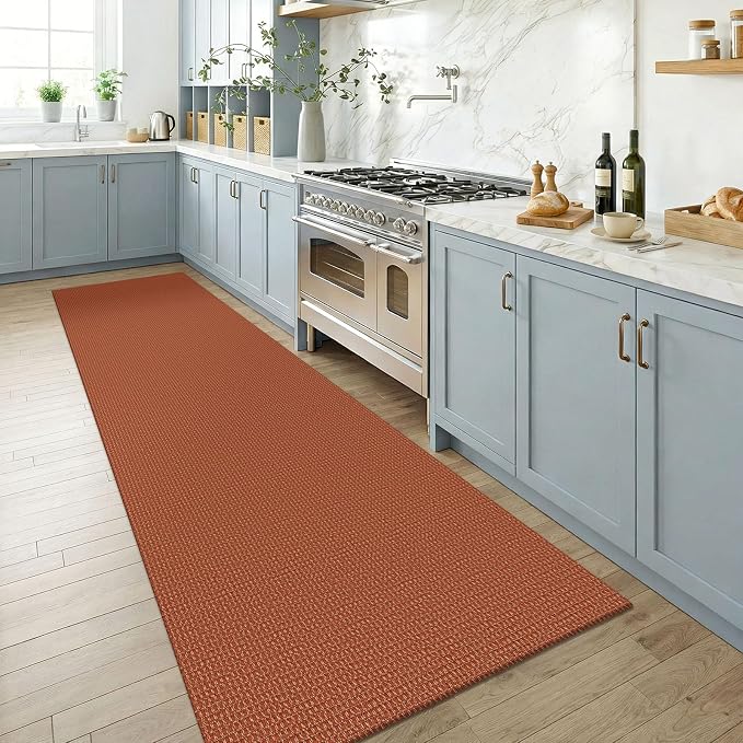 KOZYFLY Cotton Runners for Hallway 3x8, Wide Washable Runner Rug, Woven Non