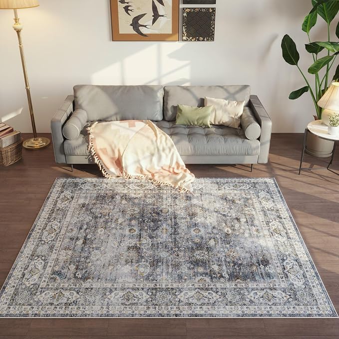 Rugcomf Bedroom Rug 3x5 Rug Washable Area Rug Non Slip Low Pile Small Carpet