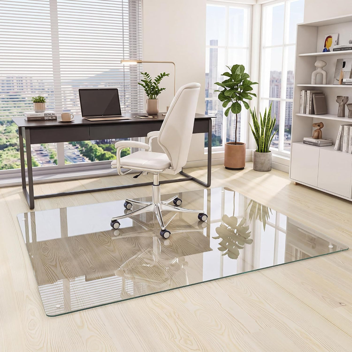 46" x 55" Glass Chair Mat for Carpet, 0.2" Thick Office Chair Mat
