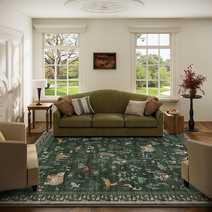 Machine Washable Rugs for Living Room: 5x7 Area Rugs for Bedroom Vintage Rugs