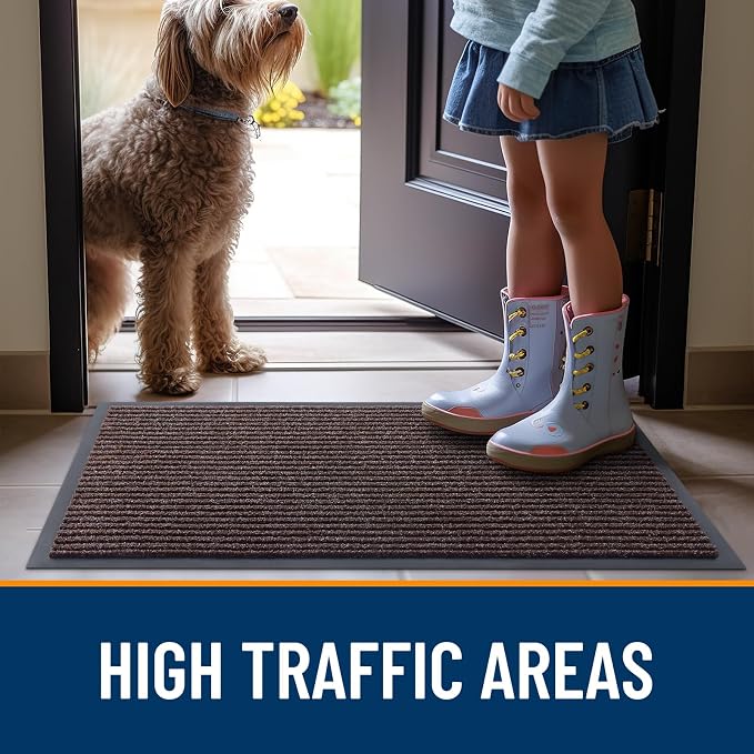OLANLY Front Door Mat Indoor Outdoor Entrance, Waterproof Heavy Duty Doormat