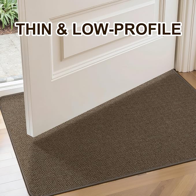 Ultra Thin Door Mat Indoor Entrance 17"x29", Low-Profile Indoor Door Mat