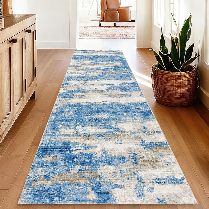 2x5 Washable Runner Rugs，Modern Abstract Rug Runner, Ultra-Thin Kitchen Runner