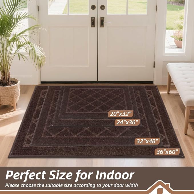 BEQHAUSE Dirt Trapper Door Mat 24" x 36", Doormat Non-Slip Entryway Rugs