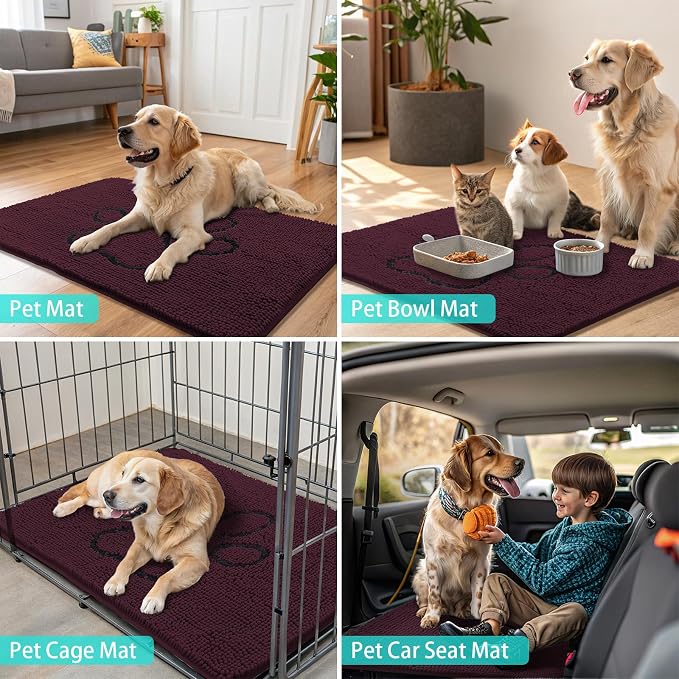 Smiry Dog Door Mat for Muddy Paws, Absorbent Dirt Trapper Non Slip Quick Dry