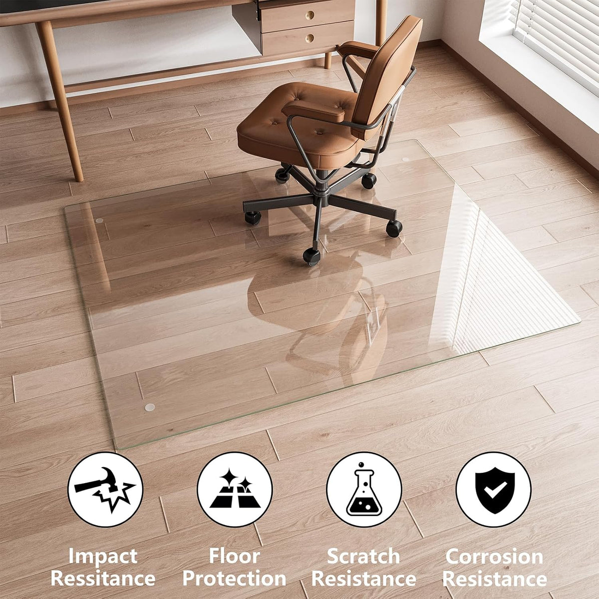 Koonmi Glass Chair Mat for Carpet, 54"x72" Thick Office Chair Mat