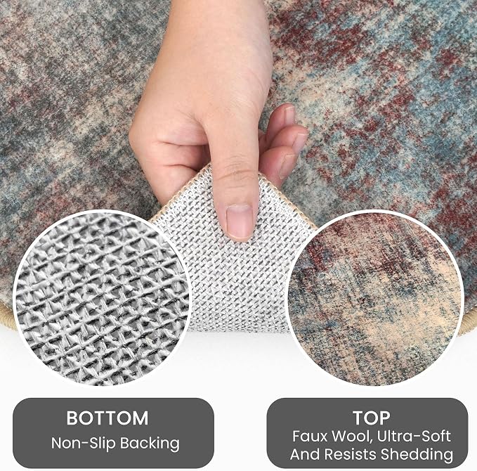 IOHOUZE Round Area Rug 3 Ft Circle Entryway Rugs Round Washable Door Mat Indoor