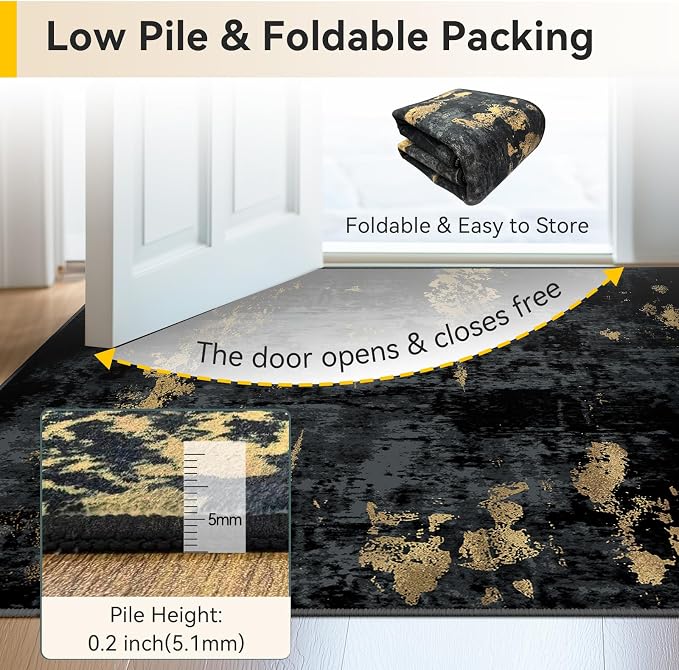 RELEANY Washable Area Rugs 3x6 Non-Slip Modern Abstract Soft
