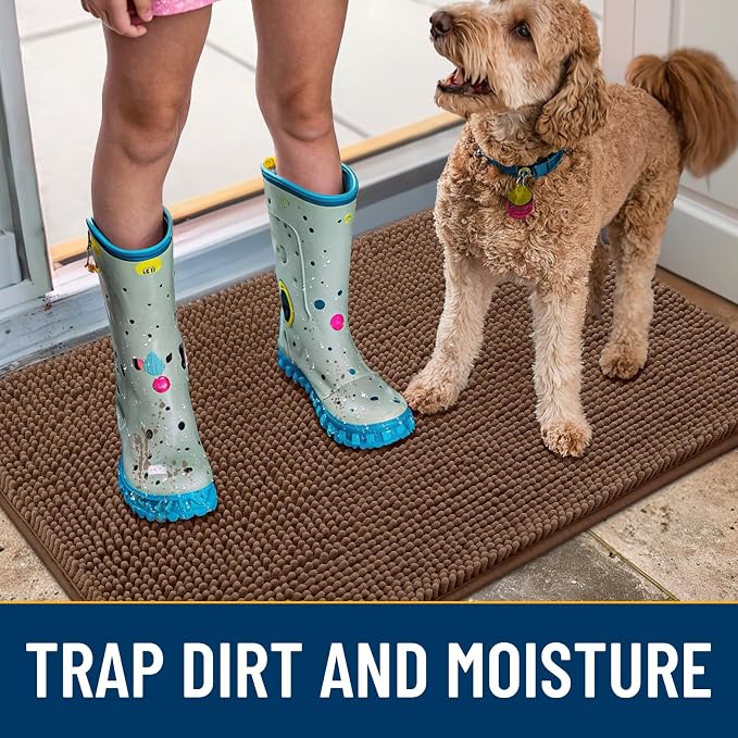 Smiry Dog Door Mat for Muddy Paws 47x24, Absorbent Dirt Trapper, Non-Slip