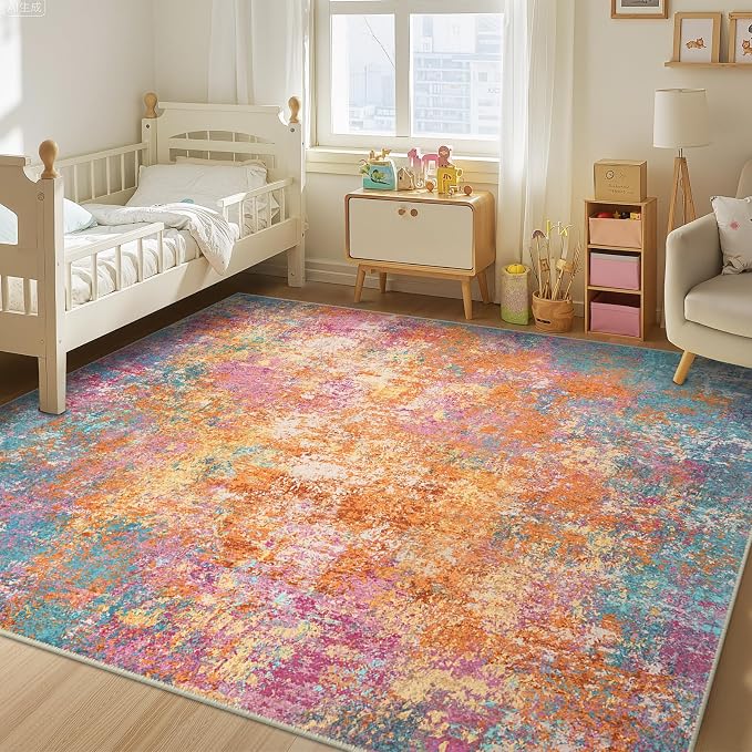 RELEANY Washable Area Rugs 6'x9' Non-Slip Modern Abstract Soft