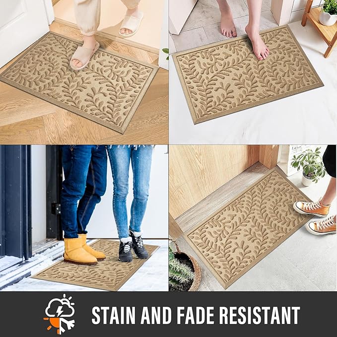 HIYARD Front Door Mat, Absorbent Dirt Trapping Welcome Door Mat Indoor Outdoor