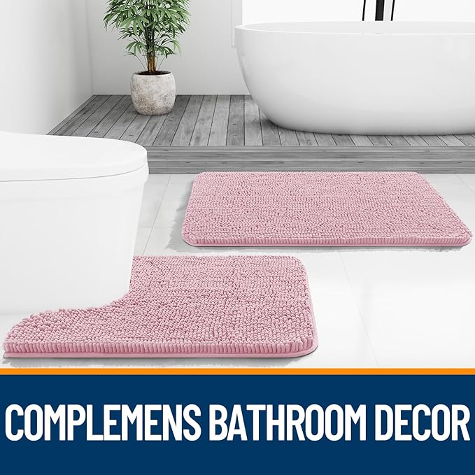 OLANLY Bathroom Rugs 30x20, Extra Soft Absorbent Chenille Bath Rugs, Rubber
