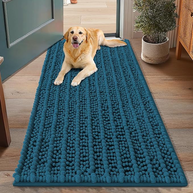 Smiry Dog Door Mat for Muddy Paws 48x30, Absorbent Dirt Trapper, Non-Slip
