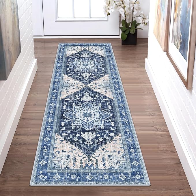 Yamaziot Washable Runner Rug, 2x6 Non-Slip Boho Vintage Hallway Rug Runner