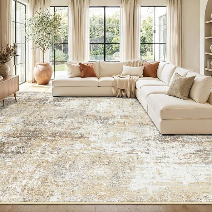 RELEANY Washable Area Rugs 9'x12' Non-Slip Modern Abstract Soft