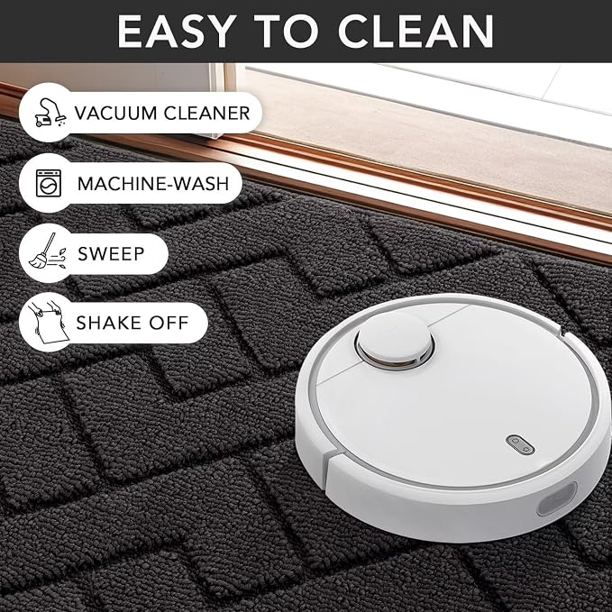 hicorfe Dirt Trapper Indoor Doormat, Non Slip Backing Washable Door Mats