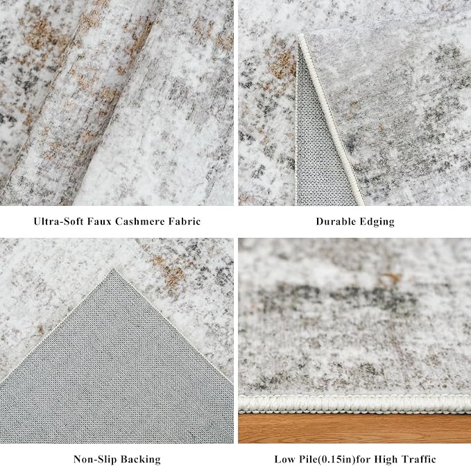 5x5 Square Entryway Rug Washable – Non-Slip Small Area Rug