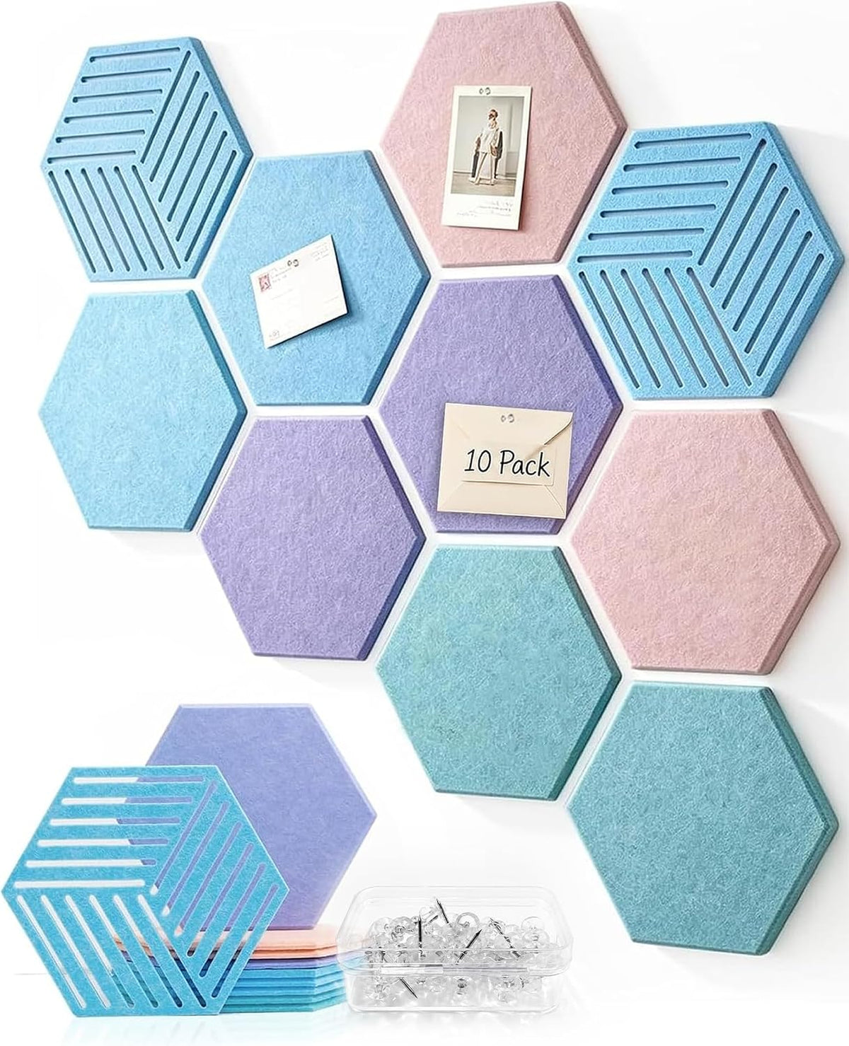 Hexagon Cork Board Tiles for Office Walls Decor 10 Pack 11.81" X 10.24"