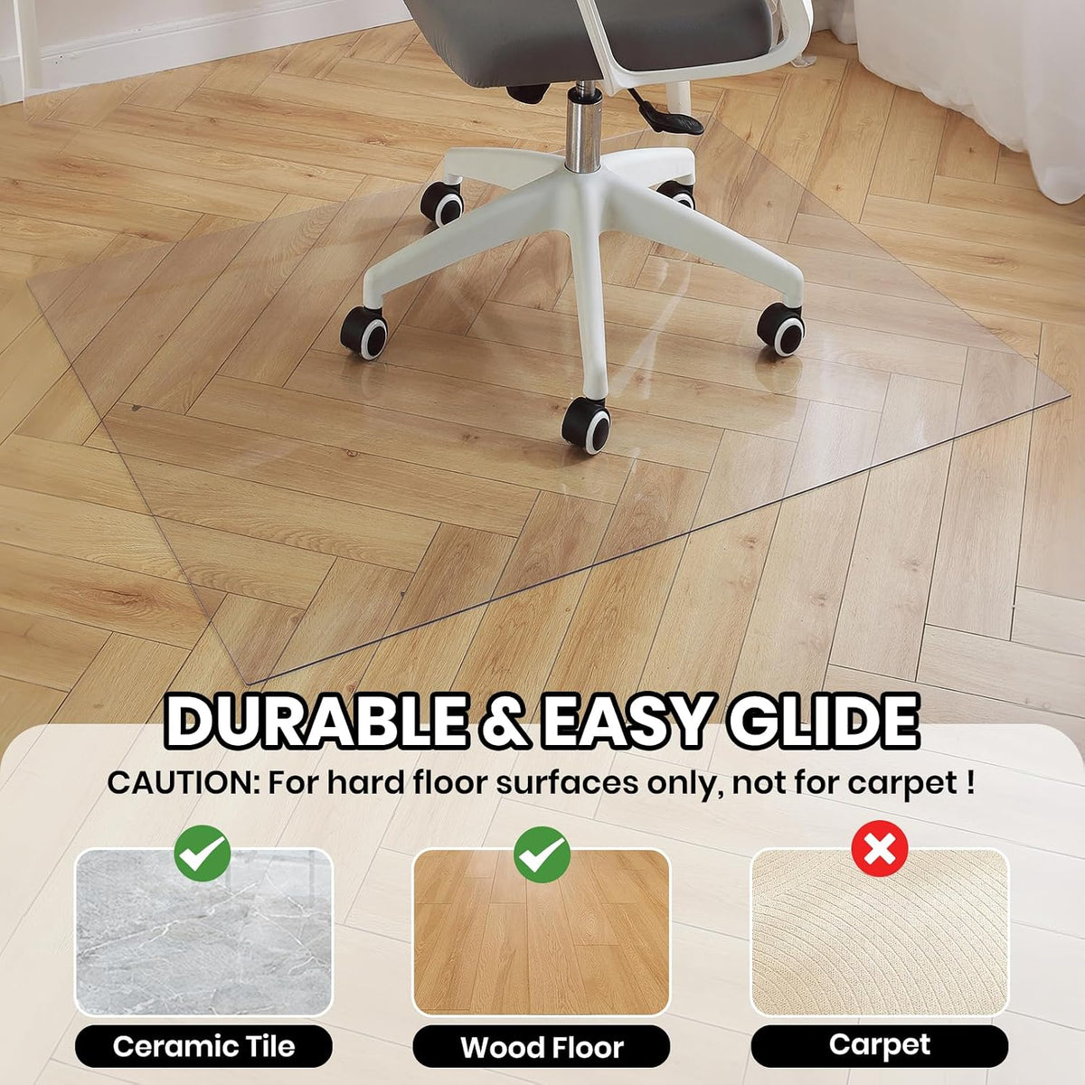 Clear Office Chair Mat for Hardwood Floor, 36 x 48 in Desk Floor Protector