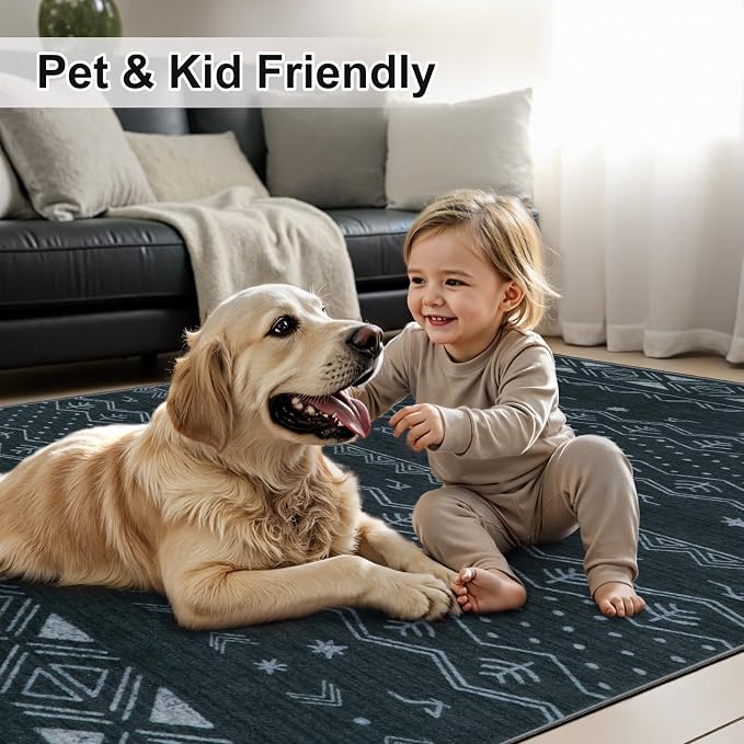 SERISSA 2x4 Rugs for Entryway, Washable Non-Slip Grey Small Runner Rug