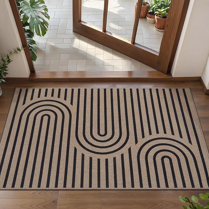 Tangsoo Easy Jute Rug 2x3 Outdoor Rug, Small Washable Non-Slip Rug