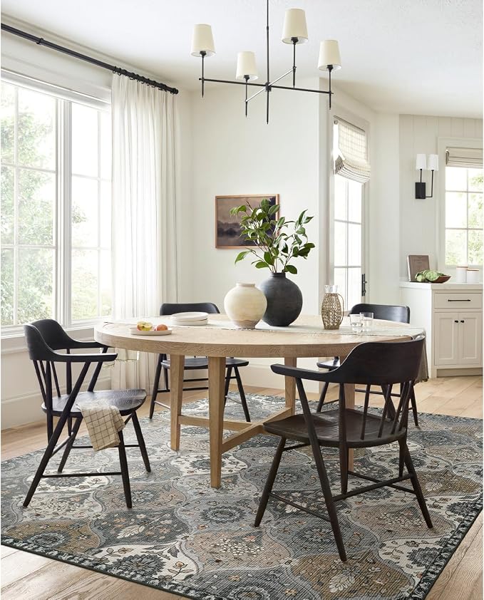 Lahome Moroccan Washable Area Rug 6x9, Ultra-Thin Large Living Room Rugs