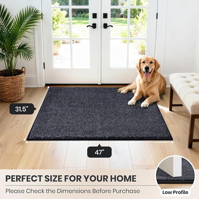 PURRUGS Dirt Trapping Door Mat 31.5" x 47", Non-Slip Machine Washable Entryway