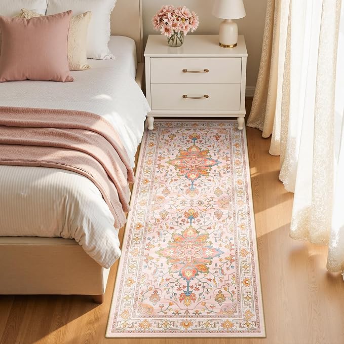RELEANY Area Rugs Runner 2'x5' Washable Non-Slip, Floral Vintage Distress