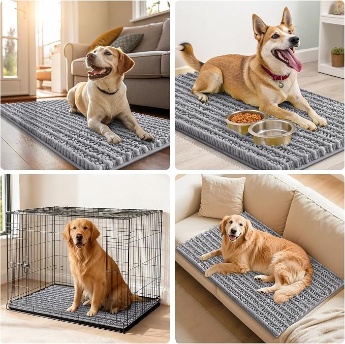 Smiry Dog Door Mat for Muddy Paws 40x32, Absorbent Dirt Trapper, Non-Slip
